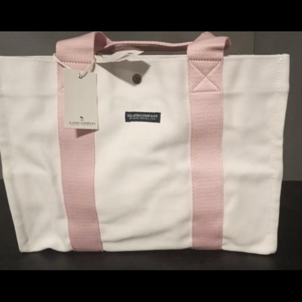 Island Company Large White and Pink Tote Bag